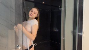 [4K] White Crop Top Dry vs Wet See Through