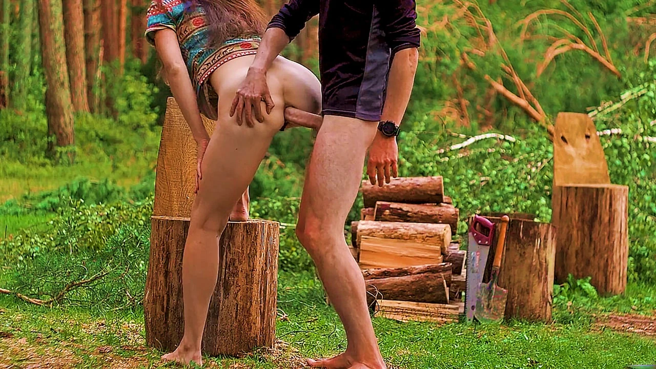 A woodcutter fucks in the ass 18yo schoolgirl lost in the forest