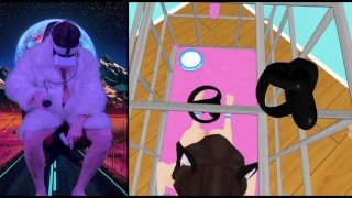 Fucking hentai girl in VR game! POV and light BDSM in Nympho Trainer VR by dude from the future