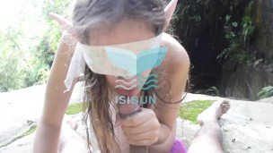 I cheated on my husband in the river with a boy I saw naked and I liked his big cock. sex in public