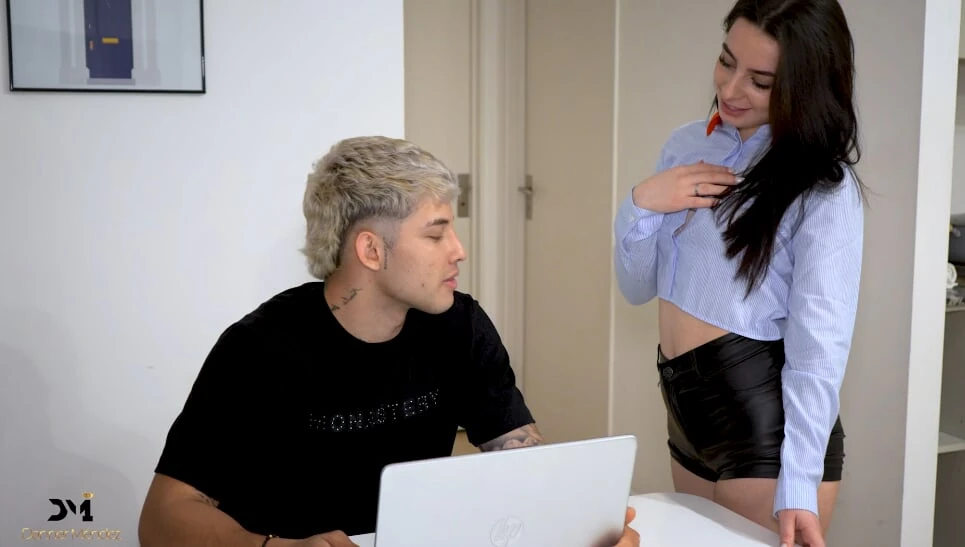 Inefficient Secretary Pays Her Colombian Boss with Her Pussy – Danner Mendez & Almendra Gala