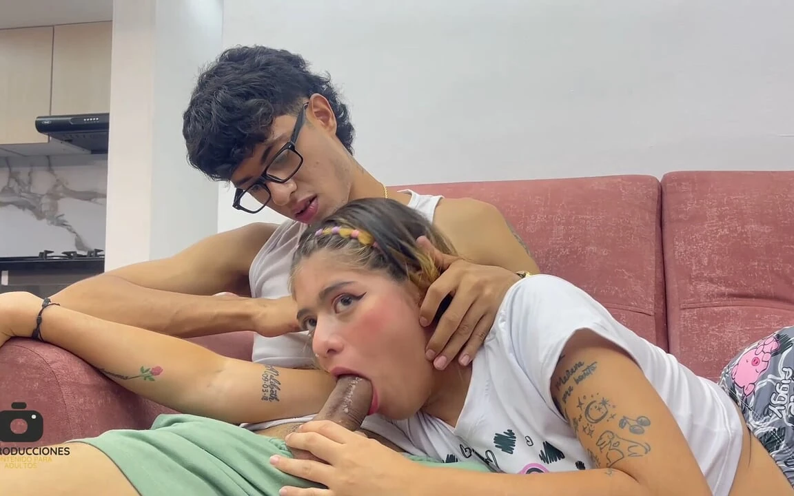 My Little Stepsister Is Scared, so to Help Her, I Give Her My Huge Cock to Swallow.