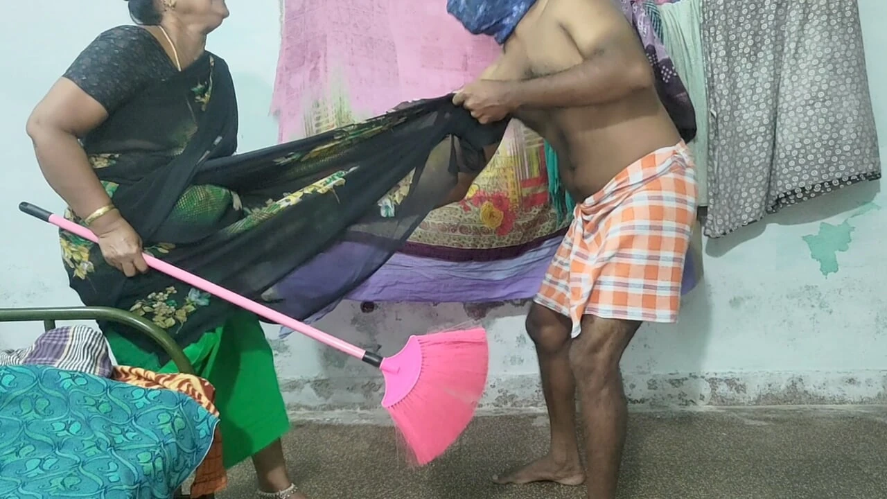 My stepmother was cleaning the house with a broom. I lifted her skirt up and down.