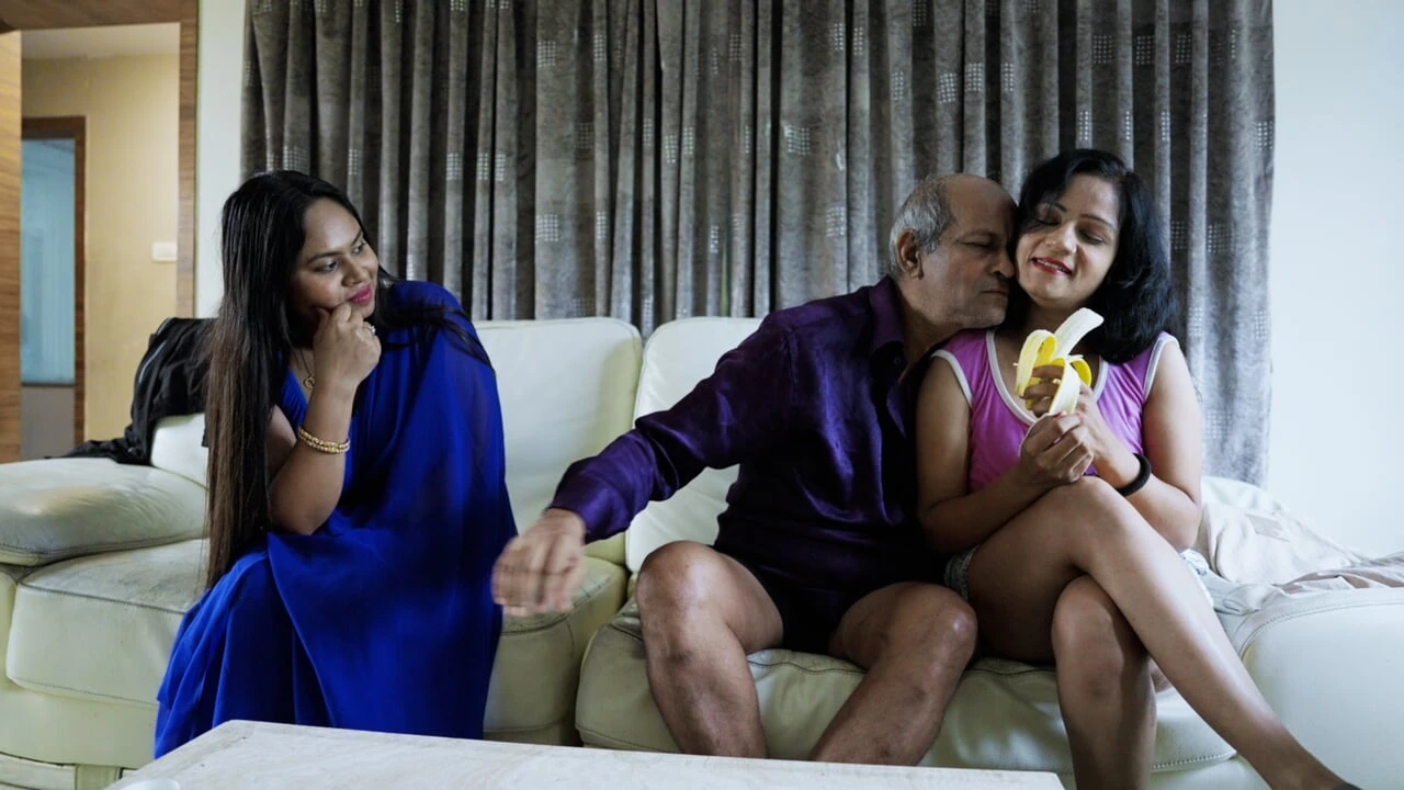 Old Father in law hardcore sex with her 2 step daughter thresome