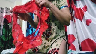 Slutty Milf Moves Her Panties Takes Pussy Out.