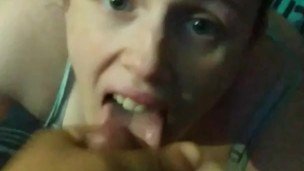 Taking cum in her whore mouth